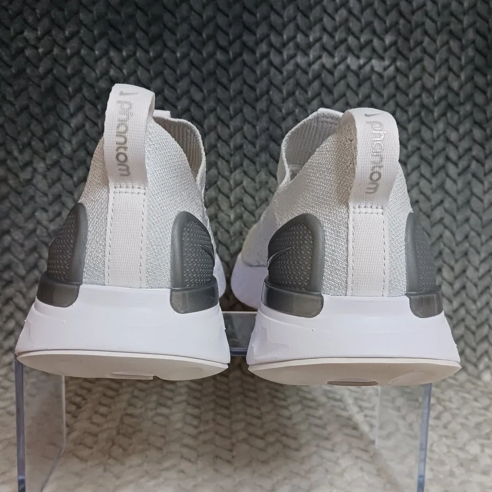 Nike React Phantom Run Flyknit 2 True White Silver Women's Running Shoes Size 9